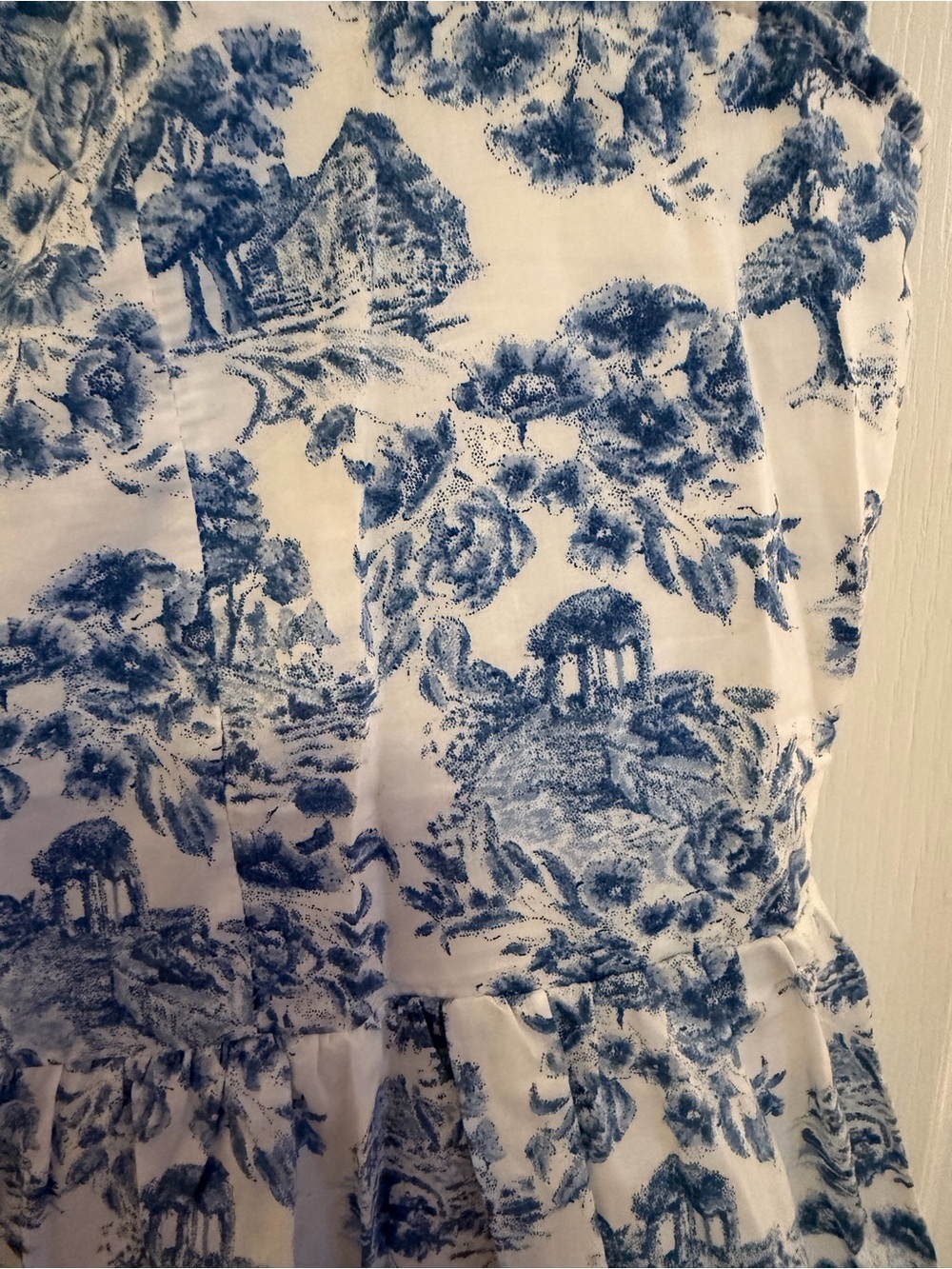 Blue Floral Sundress with Lace Trim Women XL - Picture 3 of 3